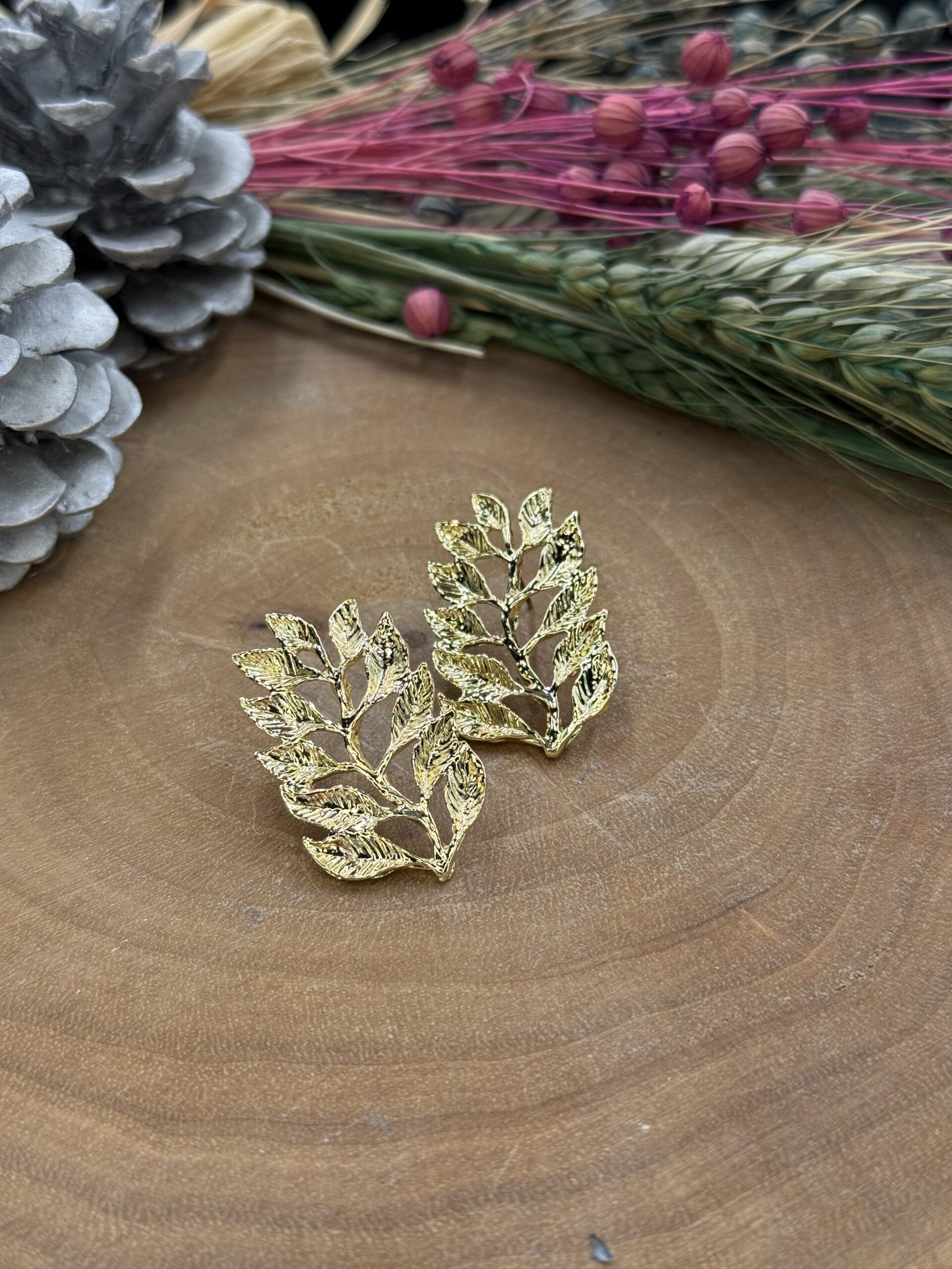 Gold kuru yaprak küpe