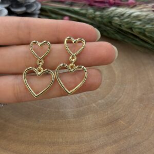 Gold çift kalp küpe