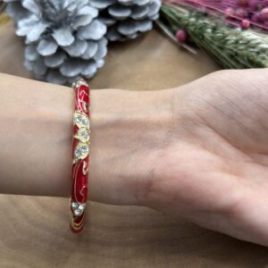 Işıltı kırmızı mineli bilezik