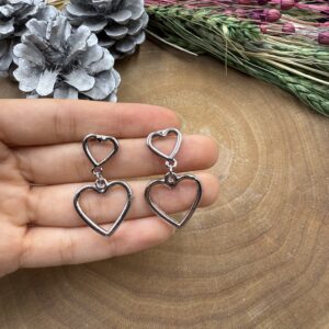 Silver çift kalp küpe