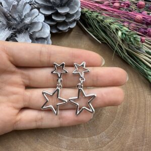 Silver çift yıldız küpe