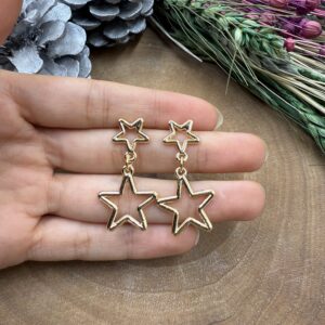 Gold çift yıldız küpe